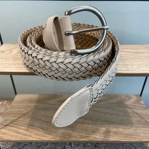 Neutral/White Braided Vegan Leather Belt
